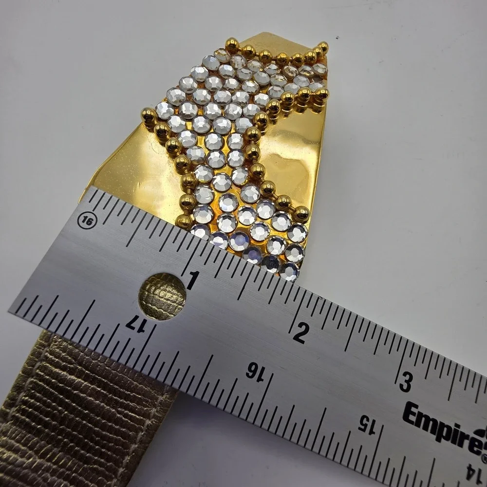 Ravid Artistic Designs Vintage‎ 80s Gold Rhinestone Statement Belt 32